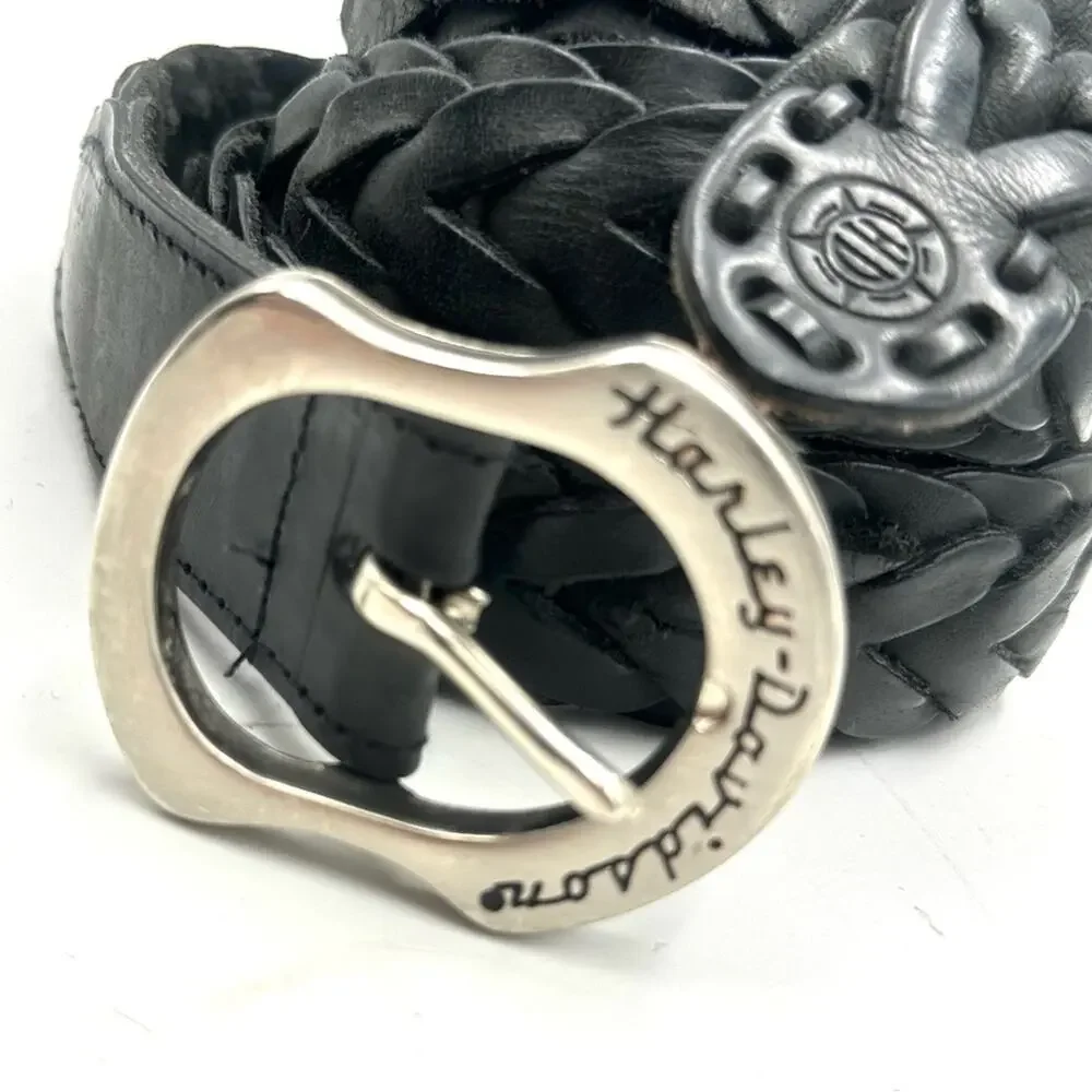 HARLEY DAVIDSON men's black leather belt - buckle with HD logo